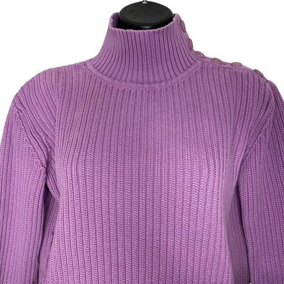 Vtg J Jill Sweater Womens S Purple Ribbed Knit Long Sleeve Pullover Mock Neck - Picture 8 of 10